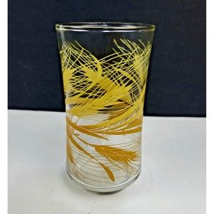 Vintage Libbey Golden Wheat Glass Tumbler 10 oz. 5.25” Mid Century Modern 1970s